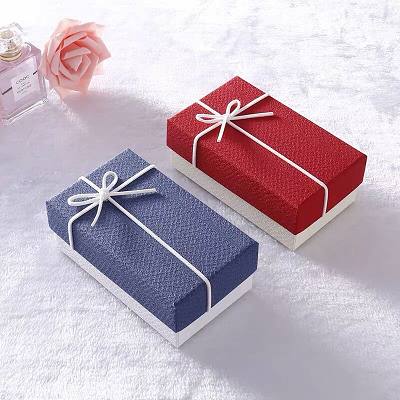 Custom Wholesale White Blue Red Lid And Base Rigid Cardboard Gift Paper Packaging Box