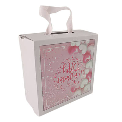 Custom Pink Corrugated Gift Box with Handle