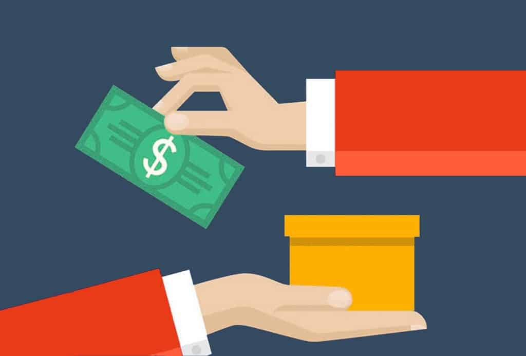 2 hands with cash and box