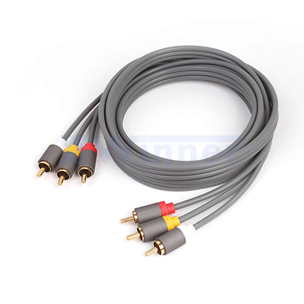 3 RCA Stereo Audio Video Cable Gold Plated for Connecting VCR, DVD, HDTV and Other Home Theater Audio Video Equipment