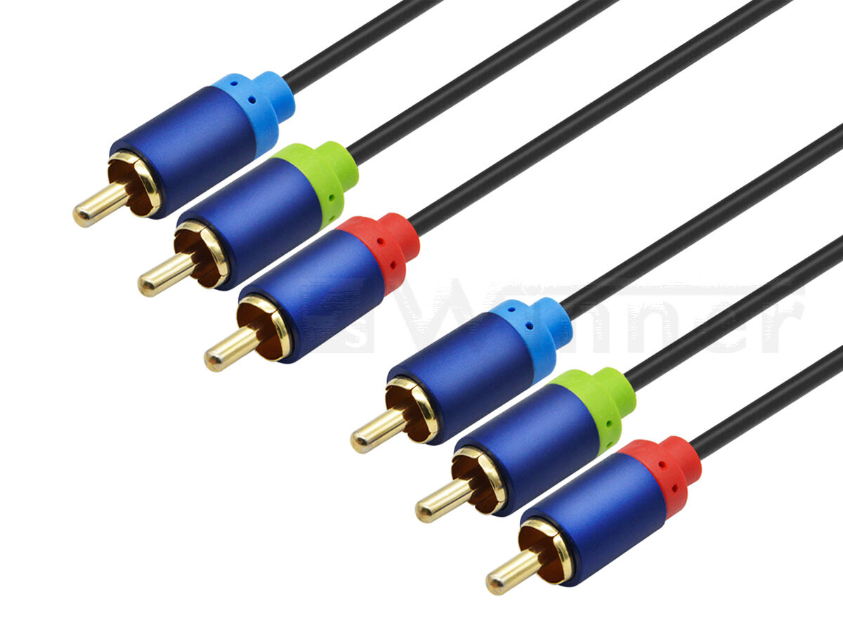 3 RCA Stereo Audio Video Cable Gold Plated for Connecting VCR, DVD, HDTV and Other Home Theater Audio Video Equipment