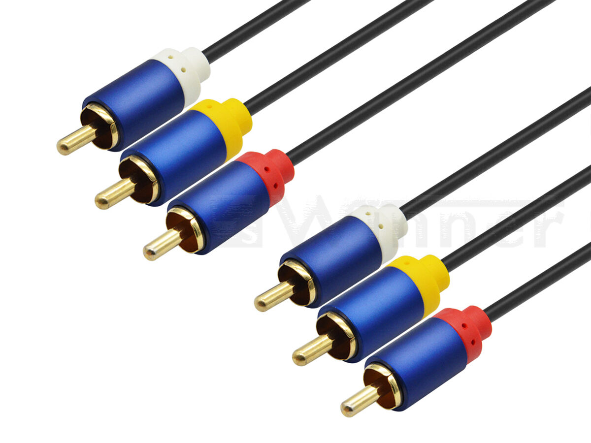 3 RCA Stereo Audio Video Cable Gold Plated for Connecting VCR, DVD, HDTV and Other Home Theater Audio Video Equipment