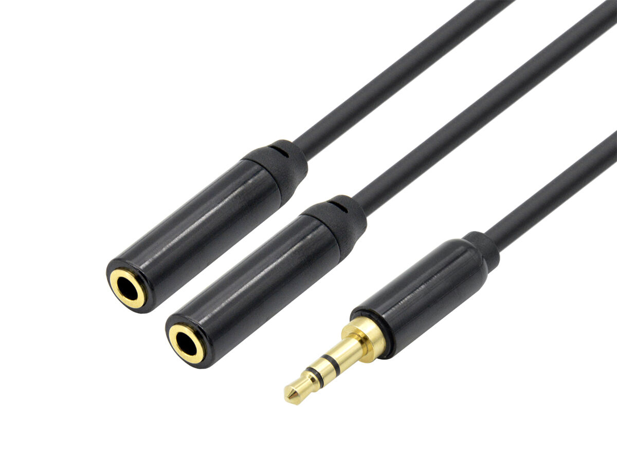 3.5mm Audio Stereo Y Splitter Extension Cable - 3.5mm Male to 2 Port 3.5mm Female Cable