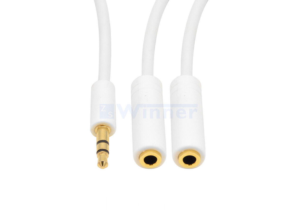 3.5mm Audio Stereo Y Splitter Extension Cable - 3.5mm Male to 2 Port 3.5mm Female Cable