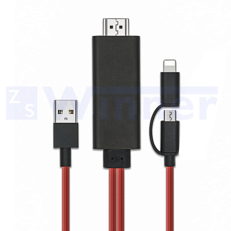 2 in 1 USB to HDMI® Cable 4K , HDMI® media adapter for Smartphone to HDMI® Cable 1080P HDTV Adapter