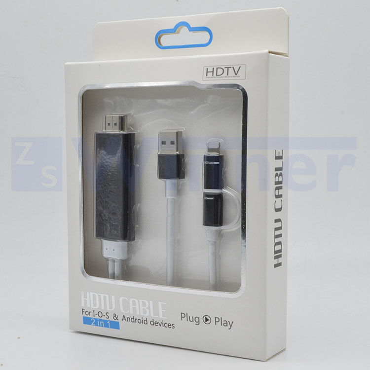 2 in 1 USB to HDMI® Cable 4K , HDMI® media adapter for Smartphone to HDMI® Cable 1080P HDTV Adapter