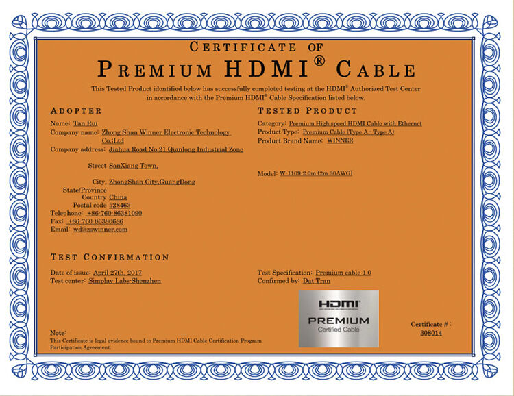 OEM Male to Male Gold Plated HDMI® Cable Support 3D 4K and 2160P 1080P made in Vietnam