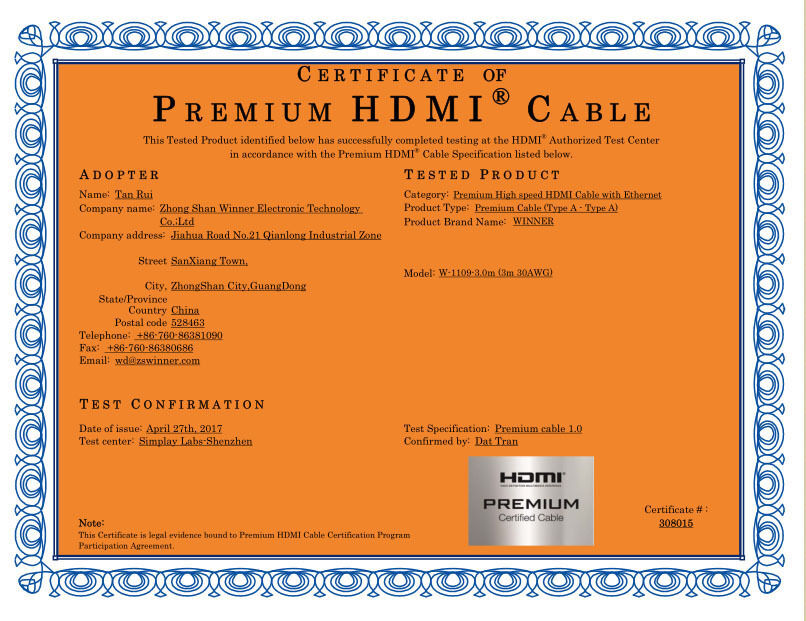 Ultra Slim Aluminum Shell HDMI® Cable with Ethernet made in Vietnam