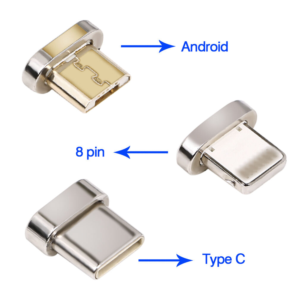 90 Degree 3 In 1 Right Angle Magnetic Usb Cable for 8Pin Android Type C