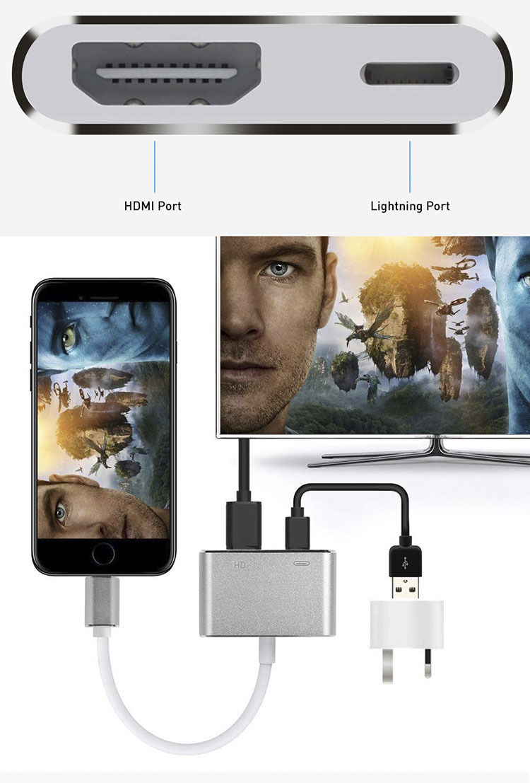Professional Lightn-ing Cable to TV Cable Adapter For Apple interface 8Pin Converter for iPad iPhone iOS 11
