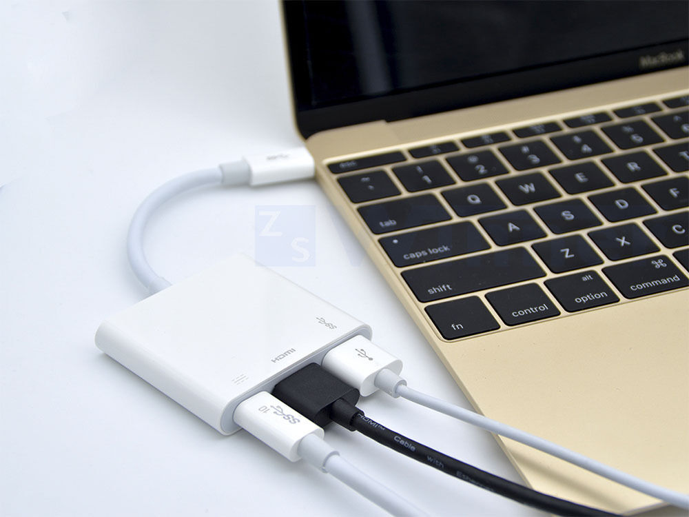 USB-C Hub ,Multi-port USB Type-C Cable , USB Type C to HDMI 4K Ethernet + USB 3.0 + USB-C Female Data and Charging USB Adapter