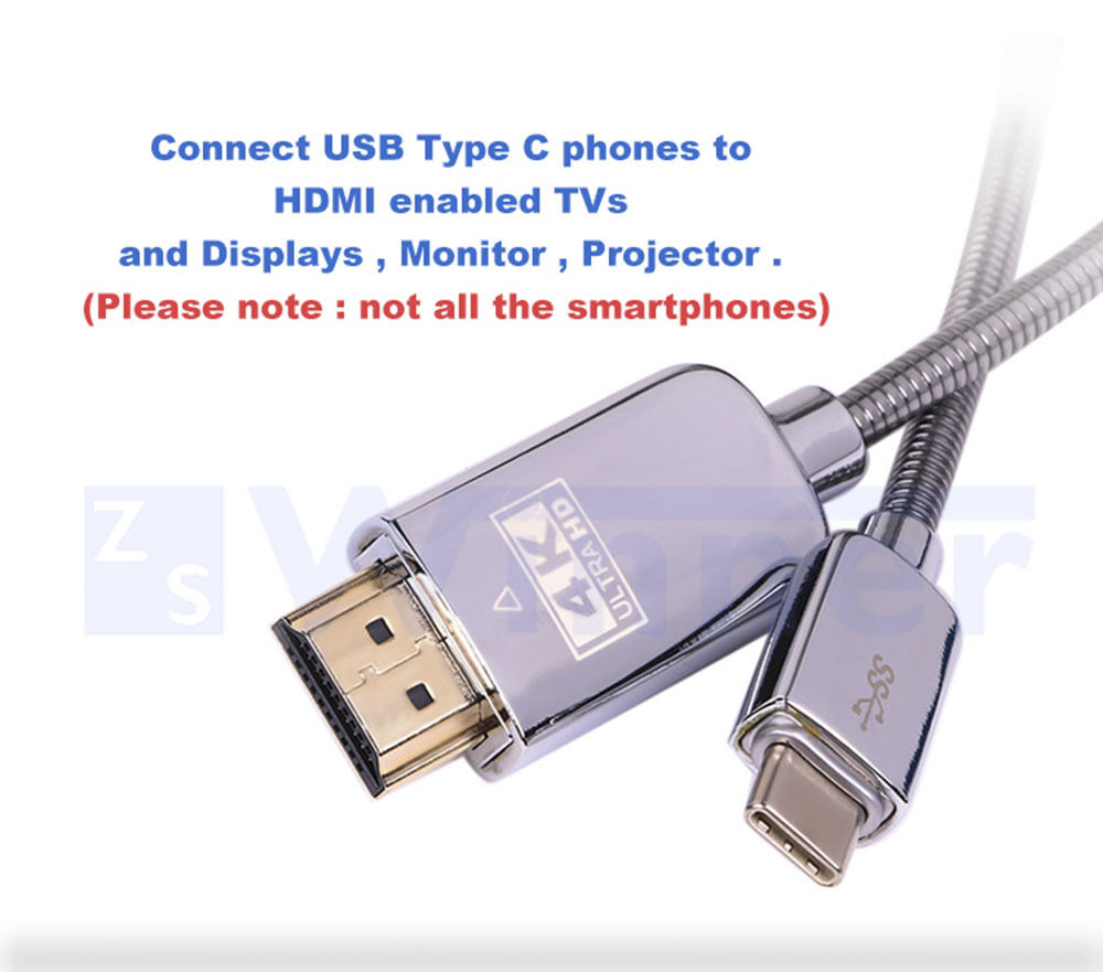 High Resolution USB Type C to HDMI Adapter Cable support 4K 60Hz for Macbook + Samsung S8 / S8 + NOTE 8 / Huawei