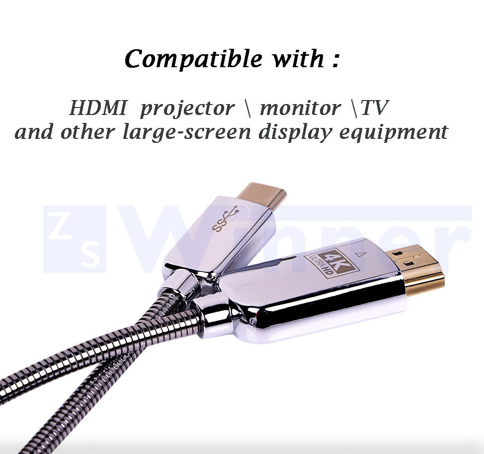 High Resolution USB Type C to HDMI Adapter Cable support 4K 60Hz for Macbook + Samsung S8 / S8 + NOTE 8 / Huawei