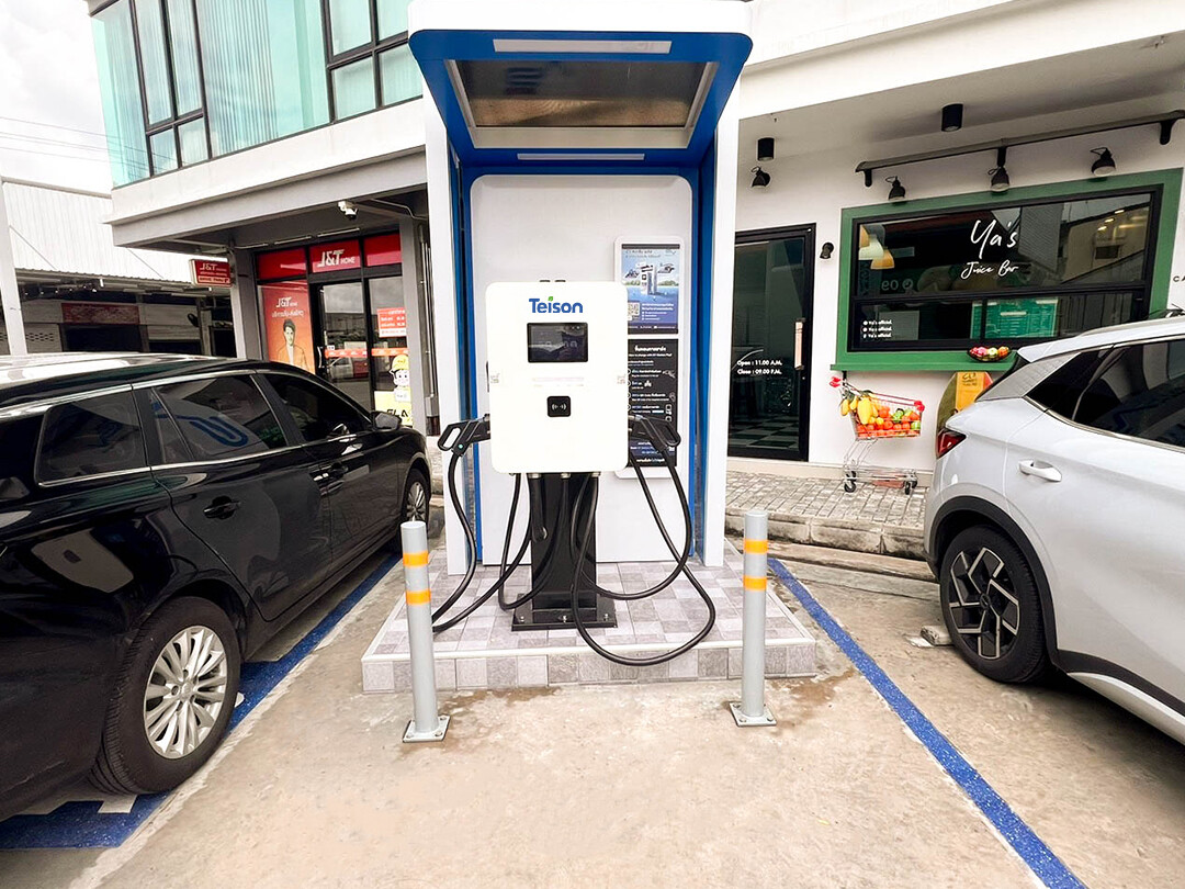 Teison 40kw dual plug ev charger PTT OR Station in Thailand, 2025