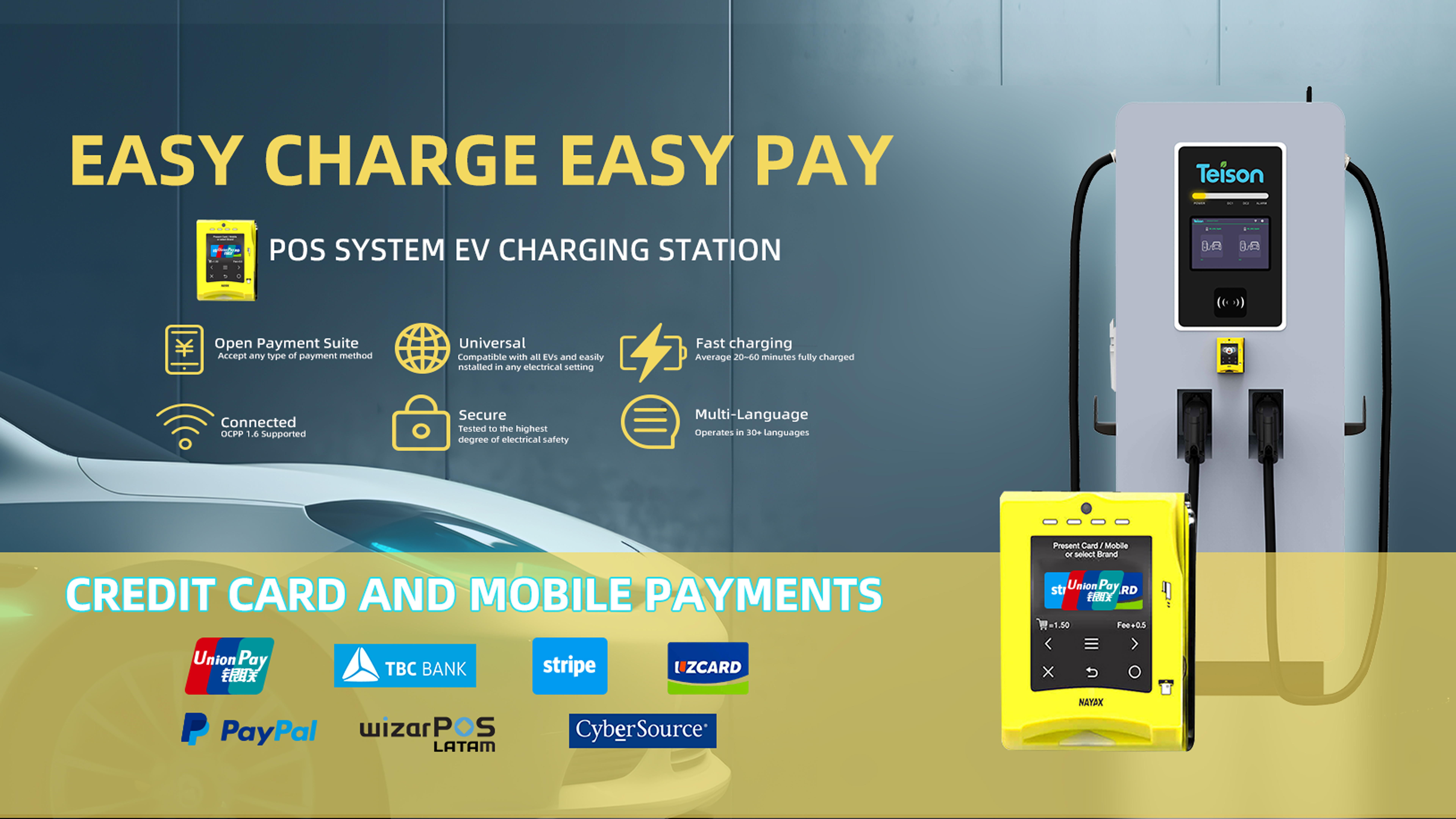 Teison DC EV Charging Station is integrated with Nayax’s robust payment solution
