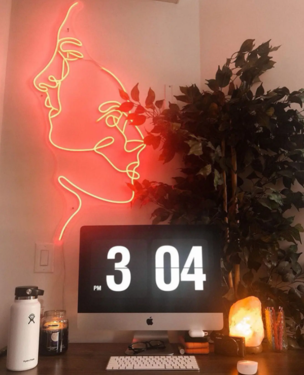 Two face neon sign