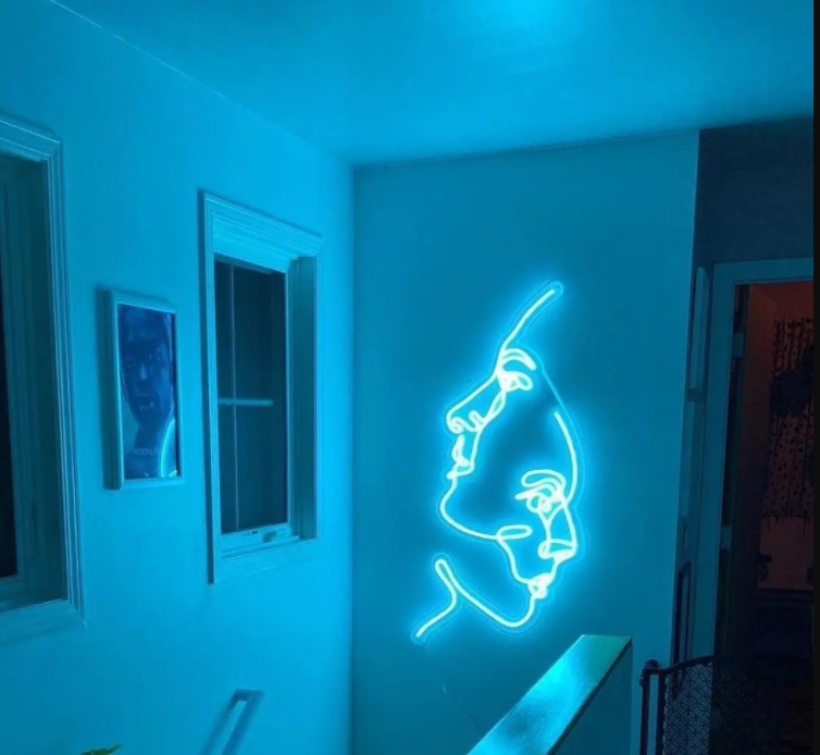 Two face neon sign