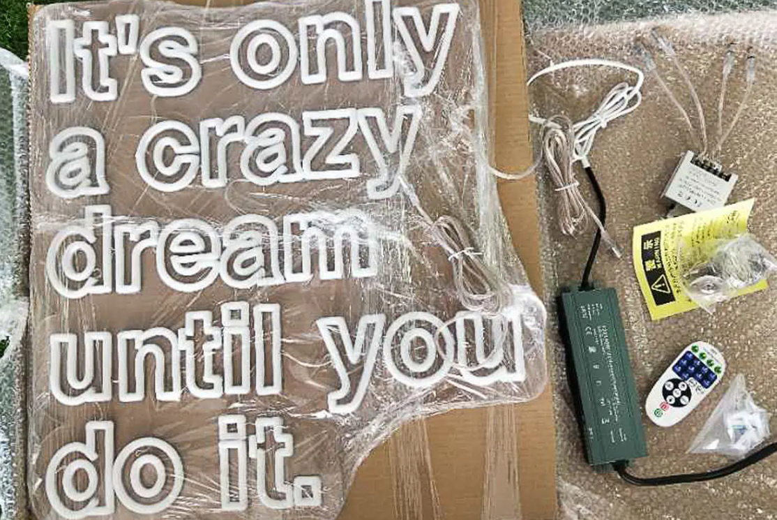 It's only a crazy dream until you do it neon sign