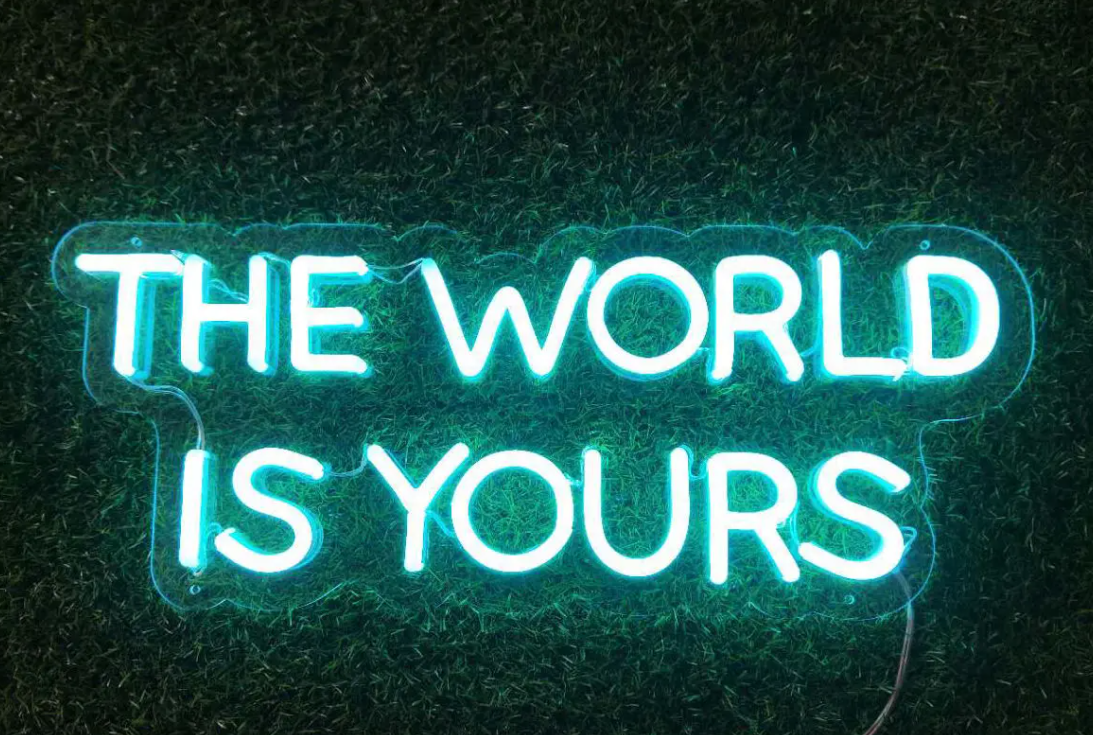 THE WORLD IS YOURS neon sign