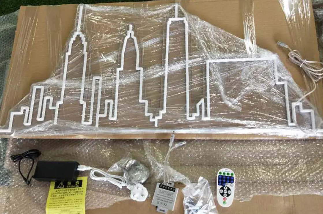 City in miniature neon sign custom rgb glow effect signage