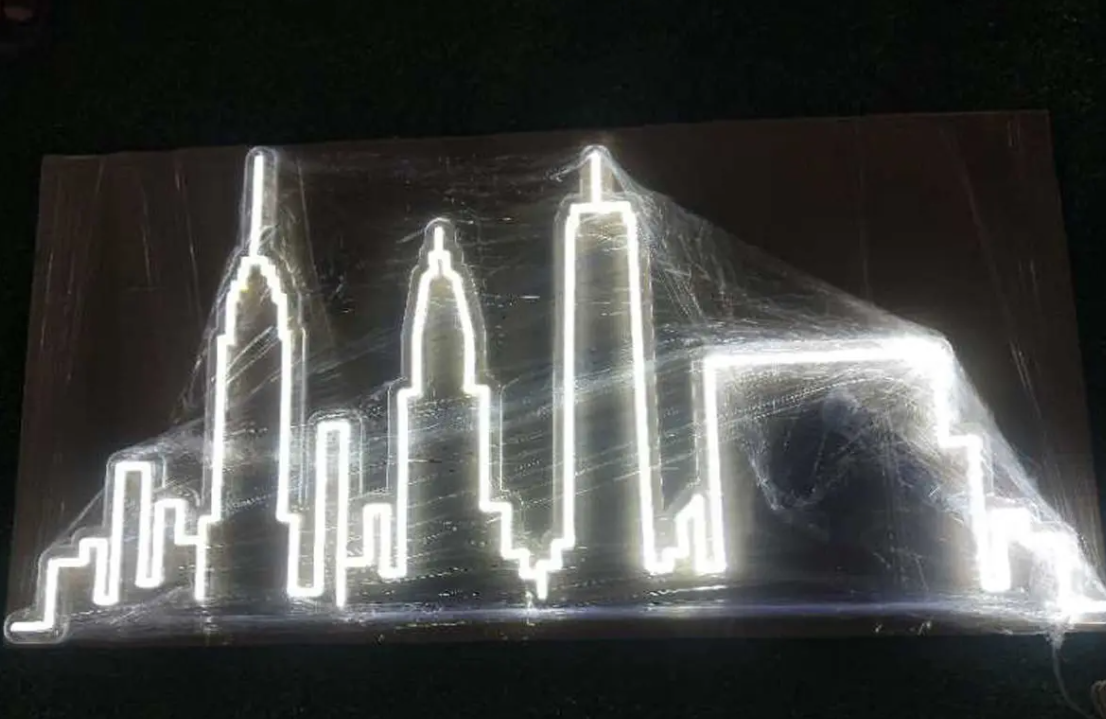 City in miniature neon sign custom rgb glow effect signage