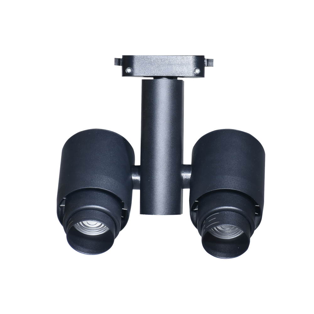 Double heads 2*12w 2*25w 2*30w led commercial track light fixtures no flicker rotatable cob led track light for store hotel