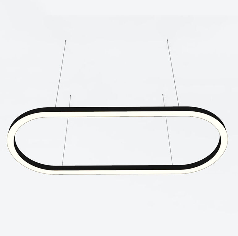Simple modern led pendant lamp office aluminum led linear lights oval dimmable hanging light for commercial decorate