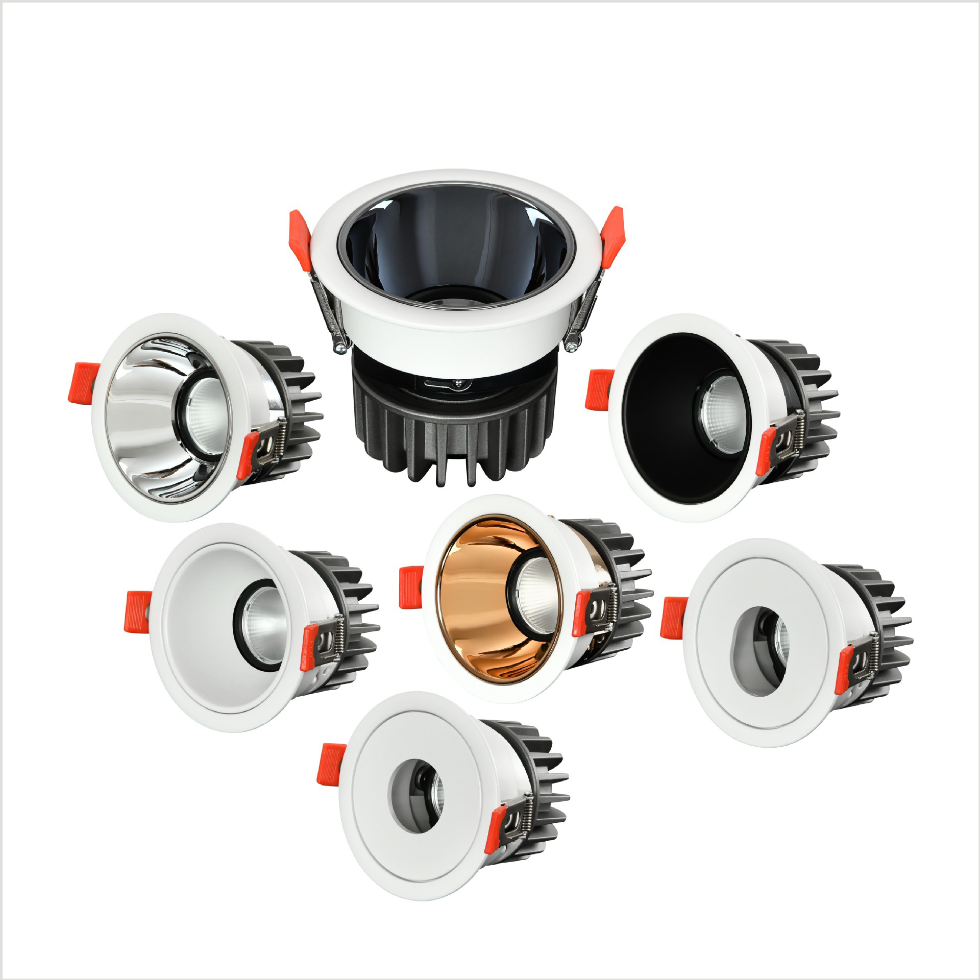 Recessed COB LED Downlight Adjustable beam Anti Dazzle 7W 12W 20W White Housing High brightness AC220V COB LED Downlight