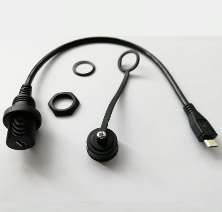 Panel Mount Connector IP67 Waterproof Cable Micro-USB 5pin Male to Female Extension cord
