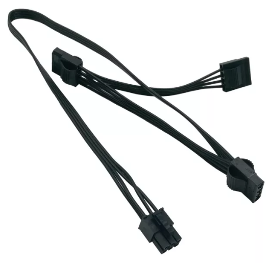 Modular Power Supply 6 Pin Male to 3X 4 Pin Molex Female Hard Drive Power Adapter Cable assembly