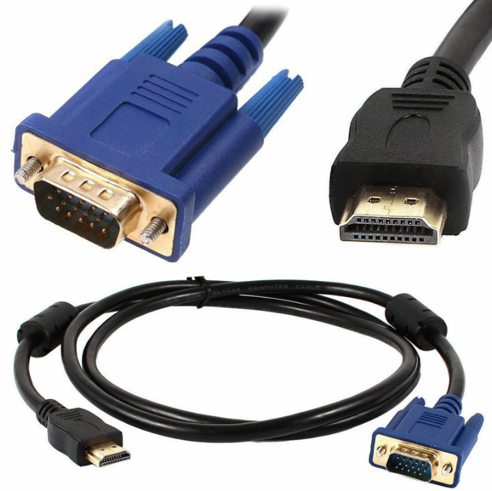 Male To VGA 15 Pins Male Cable Adapter Converter for LCD HDTV Monitors
