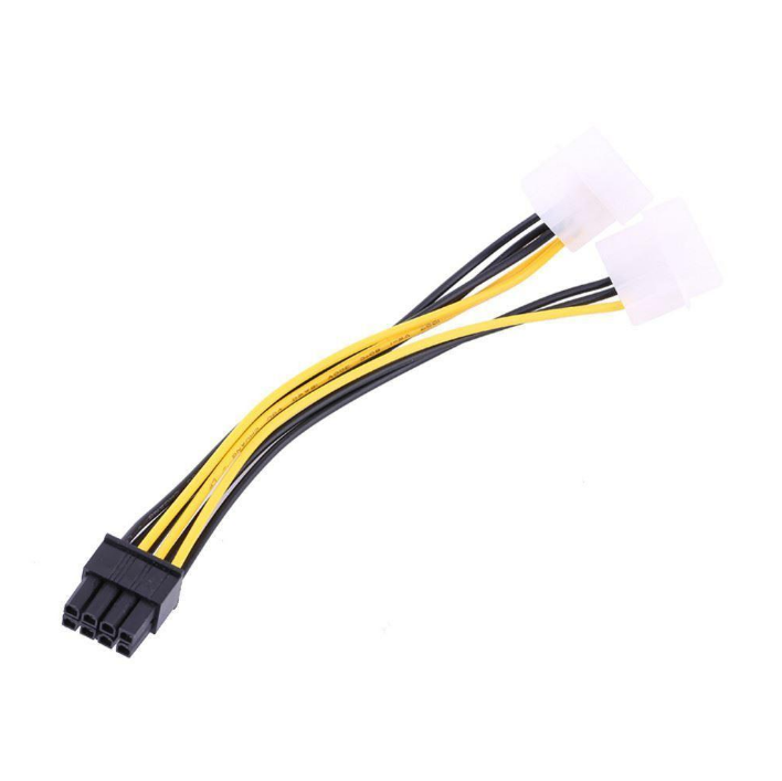 16awg dual Molex 4-pin to PCIe 8-pin cable provides additional power for the graphics card
