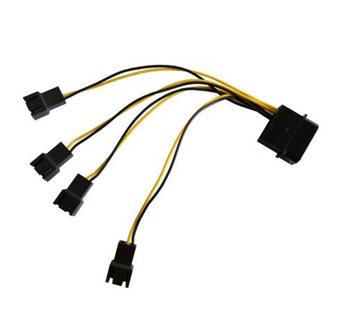 Molex 4pin to Case cooling Fan 3-pin 3 Multi-Fan Out Power Adapter Converter Cable