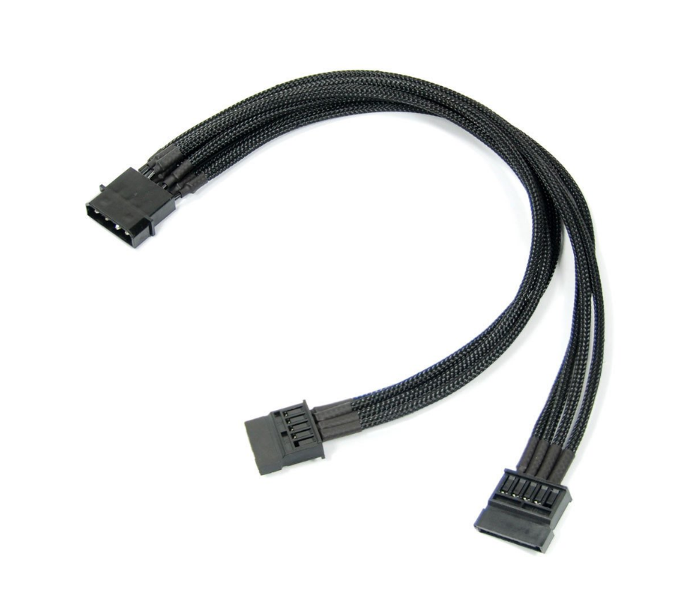 High quality Molex to 2x SATA power extension cable assembly 30cm