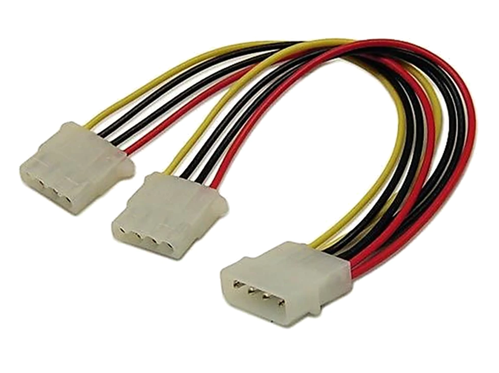 4-pin Molex to 2x 4-pin Molex power connector cable assembly separator Converter Adapter