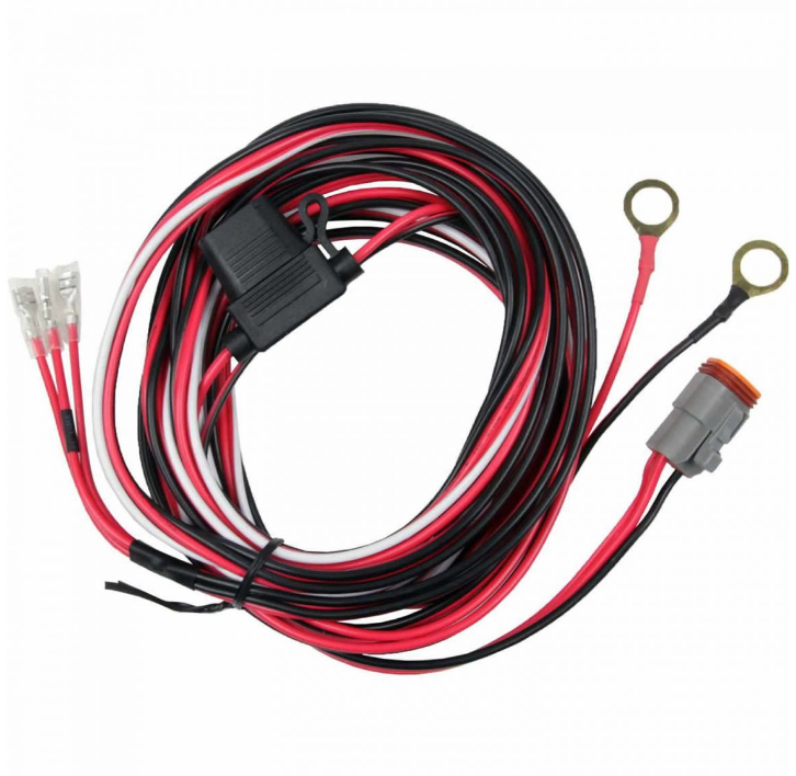 Industrial 3-wire single lamp low power harness for LED lamps to 12V electrical system