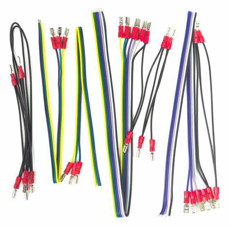 2.8mm/0.11 inch crimped female spade connector loom composed of colored wires