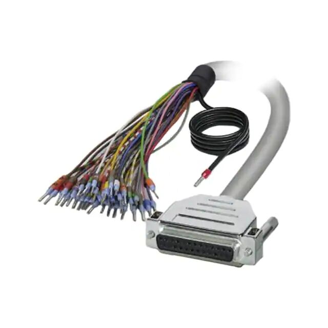 D-sub cable assembly DB25 gray round single strand socket female socket to single conductor