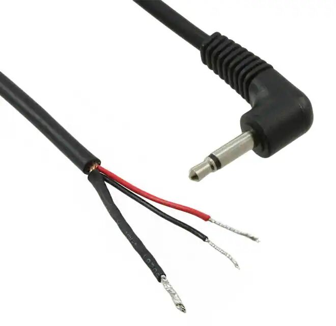 Custom audio cable right angle headphone plug to round cable