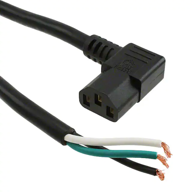High quality power cord black IEC 320-c13 right angle to cable SVT