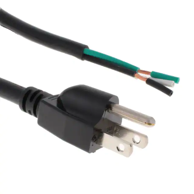 Custom length power cord black NEMA 5-15p to cable SJT copper conductor