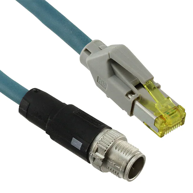 Round 08 pin male to RJ45 double shielded cable assembly for industrial environment
