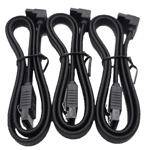 SATA III Straight to Right Angle Heat-shrink Free Premium Weave Sleeving Cable