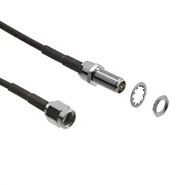 Black shielded RG-174 coaxial cable assembly RP-SMA to RP-SMA