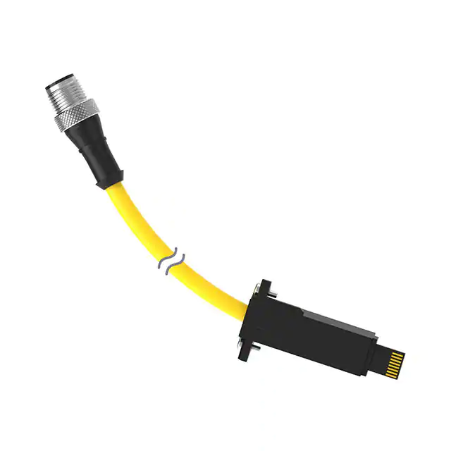 IP67 round 12 pin male to RD plug cable assembly for industrial environments
