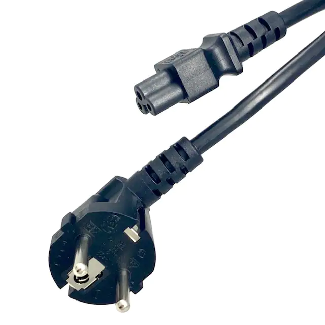 Right angle CEE 7/7 to IEC 320-c5 male pin to socket power cable