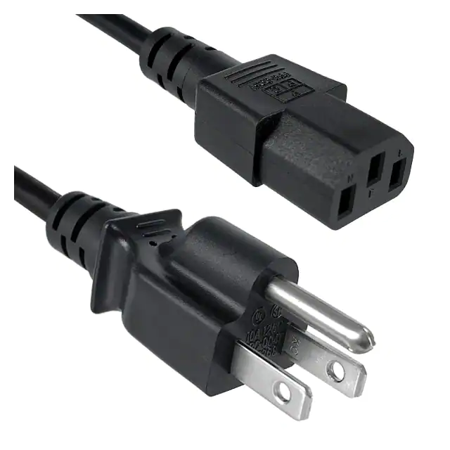 Black sheath 125V 13A NEMA 5-15p to IEC 60320 C13 power cord