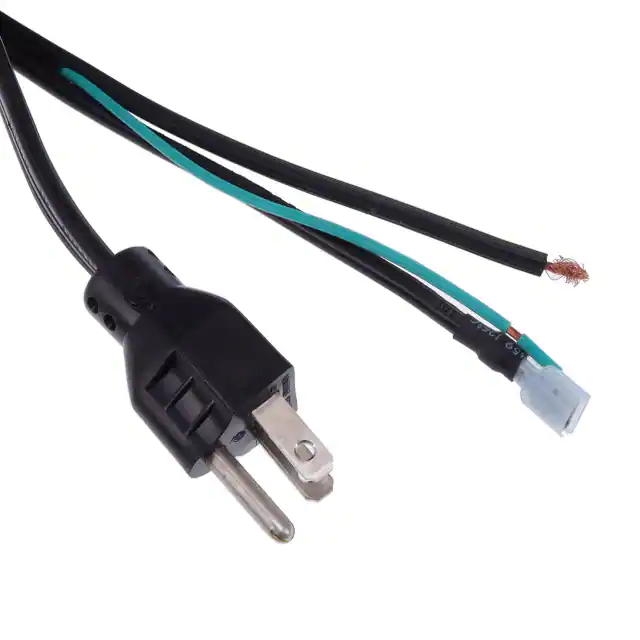 Power cord black NEMA 5-15p to 1 quick disconnect terminal, 2 leads