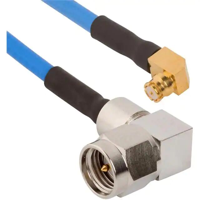 SMP FEMALE to SMA MALE plug, right angle RF coaxial cable assembly