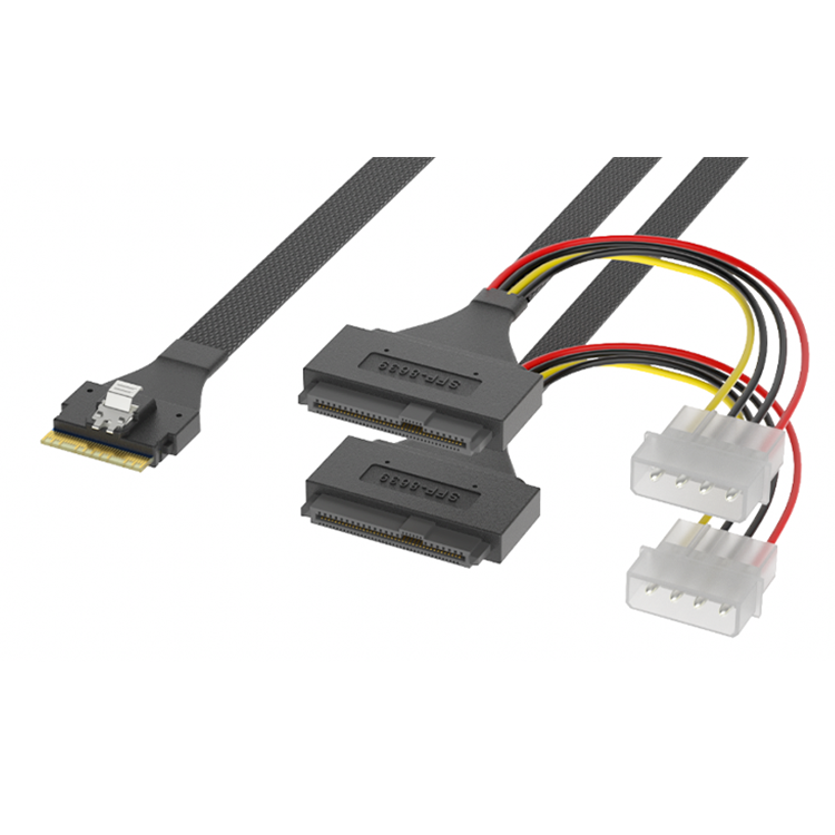 SlimSAS (SFF8654 8i) TO 2*Mini sas (SFF8639)+15P Wire harness professional team Regular maintenance RCD